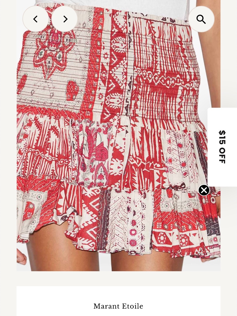 Isabel Marant Red and White Patchwork Ruffled Mini Skirt